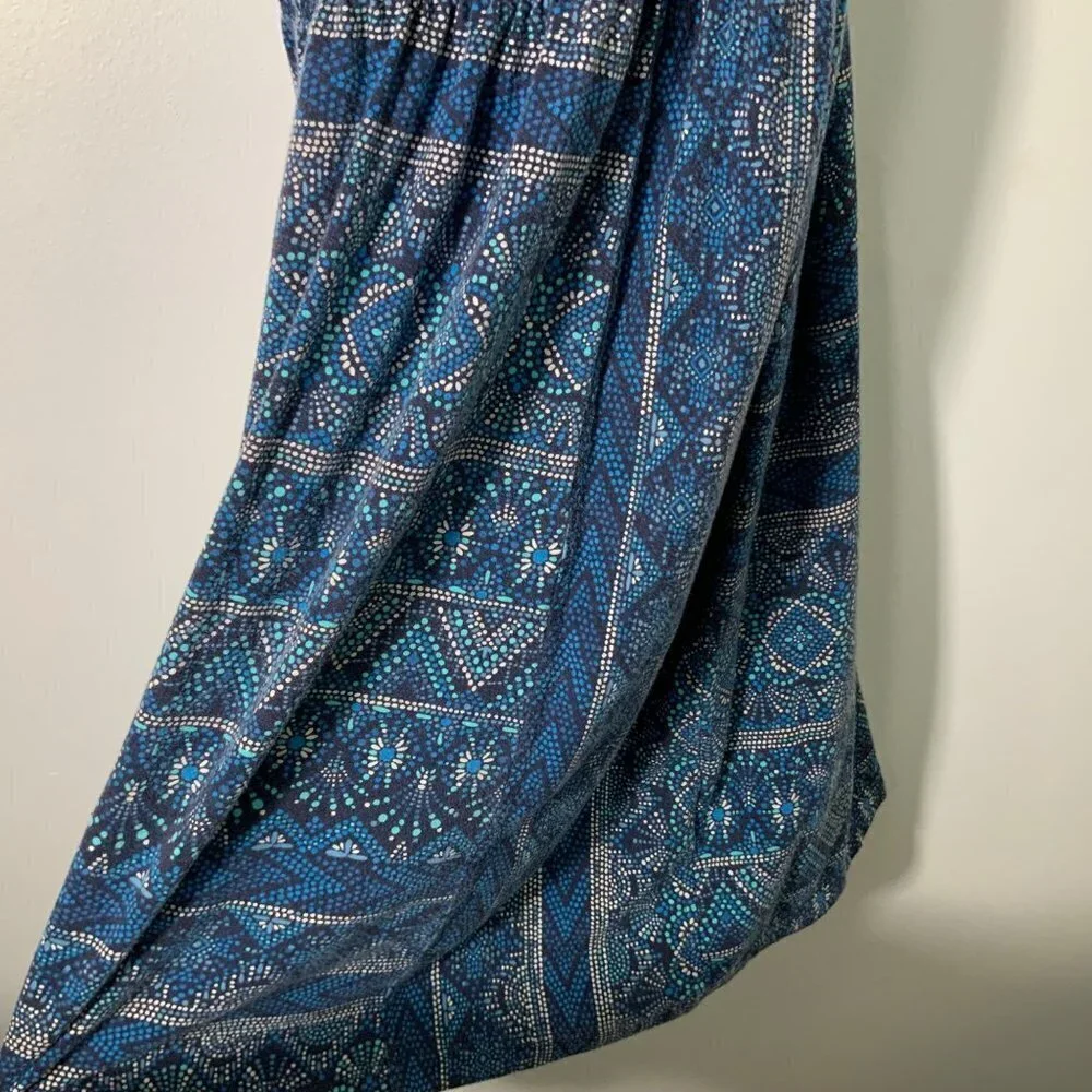 Womens Patagonia West Ashley Aztec Dress‎ Keyhole Back Blue White M - Picture 4 of 7